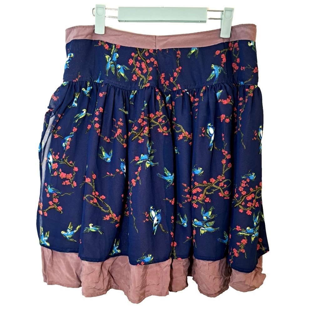Imagine Goods Skirt Womens XL Layered Floral Birds Cottagcore Sustainable